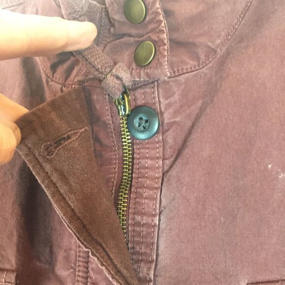 Lucky Brand Womens Anorak Barn Jacket Size 1X Burgundy Cotton Twill Pockets - Picture 11 of 12